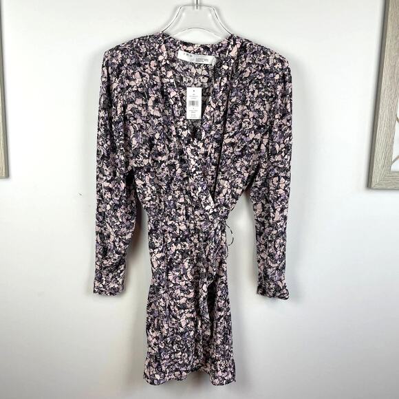 NWT IRO Brasey Abstract Print Mini Dress in Purple Floral Petals size 2 - Picture 10 of 12